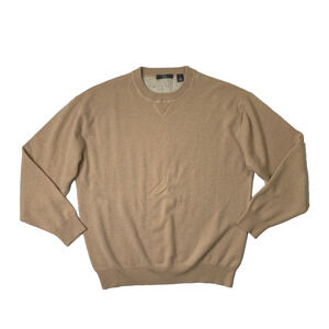 Folio Sweater Mens L Large Stone Beige Cashmere Long Sleeve Crew Pullover *READ